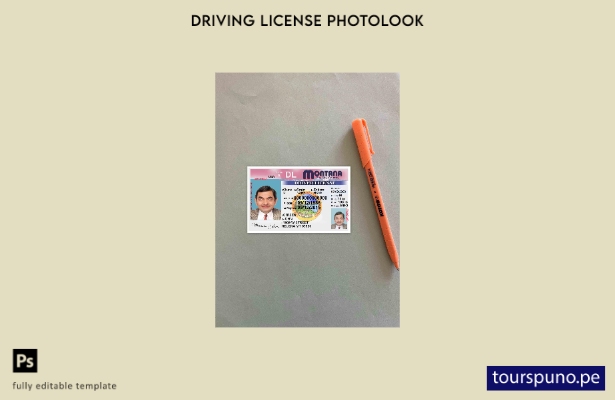 listo para imprimir plantilla FRONTAL de foto de versión de licencia de conduc 4